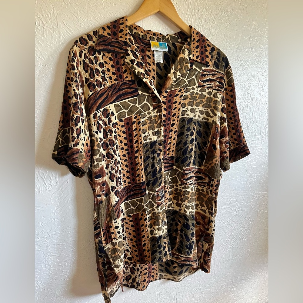 90s Vintage Animal Allover Print Top Size  Small